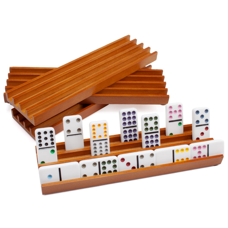 GSE Games & Sports Expert Wooden Domino Racks Trays Holders Organizer